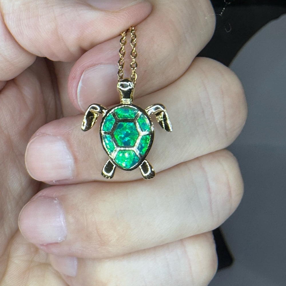 Gold Opal Stone Necklace